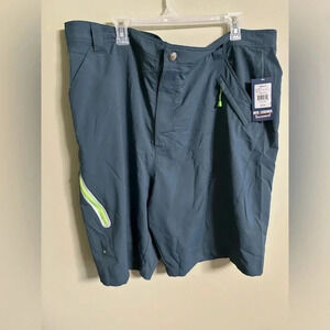 Reel Legends Men's Performance Shorts - Slate Blue with Lime Accent